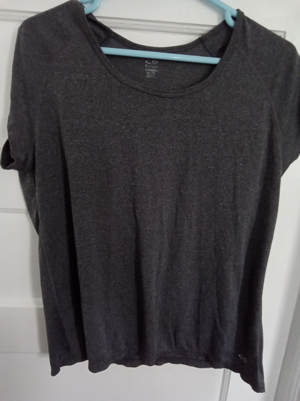 Champion Women's Charcoal Scoop Neck Short Sleeve Tee